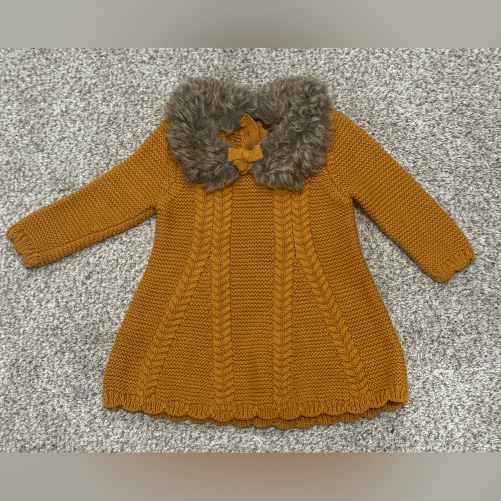 Christian Siriano Baby Knit Dress with Faux Fur Collar